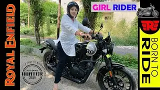 GIRL RIDING BIKE HUNTER 350 | Short Height No Problem Royal Enfield Hunter 350 #girlridingbike