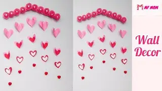 Hanging Paper Heart Wall Decor Tutorial #heart #mfmom #wallhanging