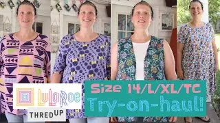 LuLaRoe via ThredUP try-on-haul | Midsize L/XL | Tops, leggings, cardigans, a dress | Lots of DISNEY