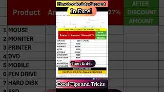 How to calculate discount in Excel, Excel Tips And Tricks 🤔👇#excel #exceltips #shorts  #trending