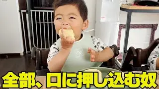 三つ子の朝ごはんの様子が、こちら