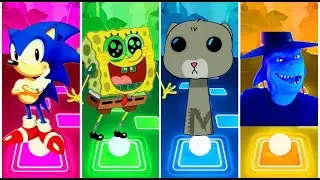 Sonic vs Talking Cat vs Monster vs SpongeBob ⚡ | Tiles Hop Battle | Kids Game