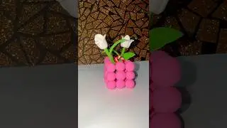 Cute mini flower vase made with clay | diy easy clay craft idea | #flowercraft #clay #diy  #shorts