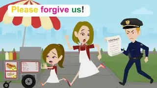 Ella and her mother sell food on the street - Funny English Animated Story - Ella English