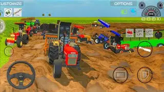 Mud Road Tractor Challenge 🚜 | Real Tractor Farming Game Gameplay | tractor trolley gameplay 