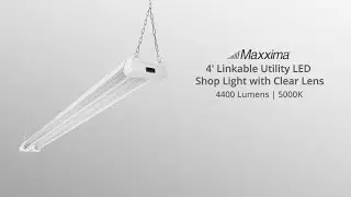 Maxxima 4 ft. Utility LED Shop Light Fixture, Linkable, Clear Lens 5000K Daylight,&nbsp;4800 Lumens
