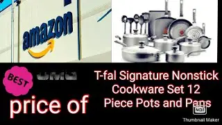 T-fal Signature Nonstick Cookware Set 12 Piece Pots and Pans, Dishwasher Safe Black