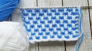 Ленивый жакард спицами/two-tone knitting pattern/zweifarbiges Strickmuster