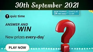 Amazon Quiz Answers Today | Win 10000 Amazon Pay Balance | September 30, 2021| #quiz #quizzone