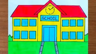 School drawing easy #School drawing with colour #School ki drawing kaise bnate hai #School  🏫🏫