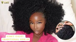 REALISTIC & Natural With Leave Out😍 Very Detailed Sew In With Kinky Curly | Queen Weave Beauty
