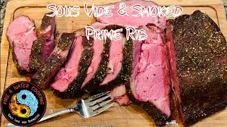 Prime Rib Roast Cooked Sous Vide and Smoked on the Traeger Timberline