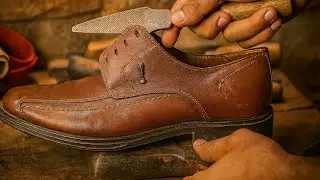 Adding Sole Protector and Finishing #leathersole #restoration #repair #repairandmaintenance #diy