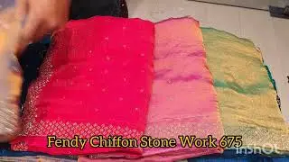 Fendy  Chiffon  Stone Work Saree , For Order WhatsApp  +91 9327507276