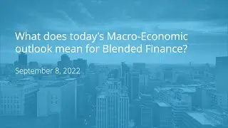 What does today&rsquo;s Macro-Economic outlook mean for Blended Finance?