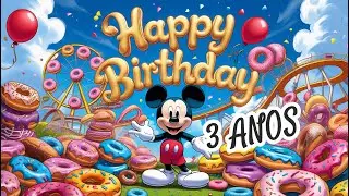 O Melhor Anivers&aacute;rio de 3 Anos com Donuts e o Mickey! 🍩🎈