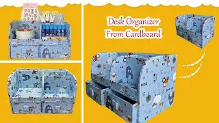How to Make a Simple and Easy Desktop Organizer from Cardboard / Decor b&agrave;n học