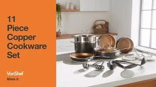 VonShef 11pc Copper Cookware Set