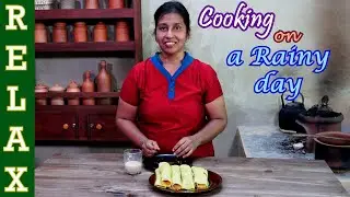 Cooking on a Rainy Day | Village Cooking Show with Rain Sounds | Village Pancake and Masala Chai Tea