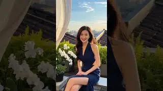 BEAUTIFUL GIRL IN ELEGANT NAVY BLUE DRESS 🌸