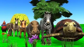 Paint & Animals Mammoth,Gorilla,Lion,Duck,Cow,Panda Fountain Crossing Transformation Animal Cartoon