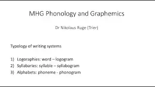 Middle High German Phonology & Graphemics (Dr Nikolaus Ruge).Lecture 5 German Historical Linguistics