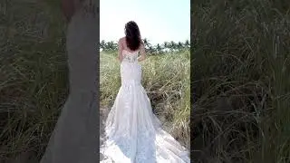 Strapless All-Over Lace and Tulle Trumpet Wedding Dress