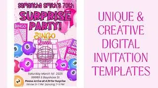 Bingo party invitation template, bingo birthday party invitation, bingo themed party invitation