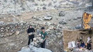 🏔️ Nomadic Life Inside a Cave | Building a Stone Shelter for Baby Goats 🐐