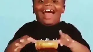 Distorted kid eating donut burger meme funny
