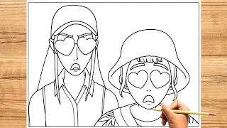 Drawing Sketching Mira and Zoey Cute Face in Kpop Demon Hunters