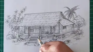 CARA MENGGAMBAR RUMAH ADAT JAWA BARAT ( IMAH JOLOPONG) - MENGGAMBAR RUMAH ADAT SUNDA