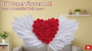 Beautiful wall hanging flower heart ❤️ DIY paper flower making || easy & beautiful wall decor 🤍🌹