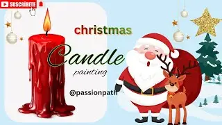 Christmas candle 🕯️ painting #christmas #candlepainting #easydrawing 