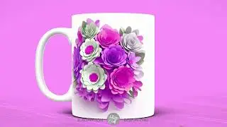 3D Floral mug sublimation PNG files