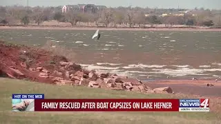 Family rescued after boat capsizes on Lake Hefner