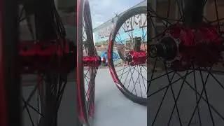 red beauty onyx ultra hubs laced to ikon pro 20 carbon bmx rims #bmx #red #bmxer #usabmx #bmxracing