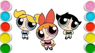The powerpuff girls drawing for kids and toddlers||Blossom ,buttercup,bubbles drawing||colouring
