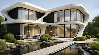 Modern Futuristic Luxury House Design | Ultra Modern Villa Exterior with Water Pond