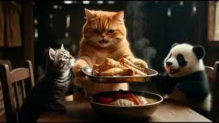 The orange cat cooks and lives in the dense forest #catlovers #kitchen #funny #cookingcat
