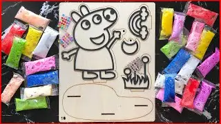 TÔ MÀU HEO PEPPA BẰNG SLIME BỌT XỐP, TRANH GỖ 3D - PAINTING PEPPA PIG WITH SLIME SO FUNNY (ChimXinh)