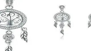 BAMOER Authentic 925 Sterling Silver Tree of Life Dream Catcher Necklaces Pendant Jewelry Set Sterli