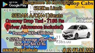Bangalore to Kovilpatti Drop Cabs @ 7186Rs Oneway Drop Taxi, Round Trip