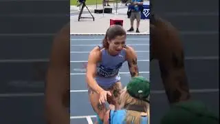 Ewa Swoboda loses to Sha'Carri but cries tears of JOY at finally going Sub 11 (10.94seconds)! #short