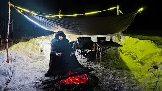 Viking Joel Candy Makes a Snow Fort(No Tent Winter Camping)