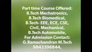 Top ten best engineering colleges part time course  Mechatronics, Automobile, civil, mechanical