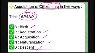 Acquisition of Citizenship in five ways