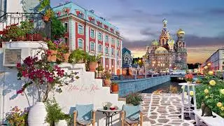 Outdoor Cafe Ambience & Saxophone Music, Birds Sounds, Outdoor Cafe ASMR for Relaxation, Study, Work
