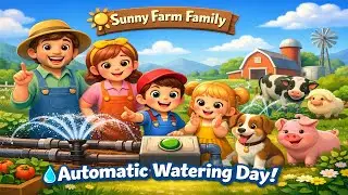 Sunny Farm Family 🌞 | Automatic Watering System 💧 | Learn About Teamwork & Caring for Plants