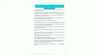 California Driver License Written Test Practice Questions and Answers 100 Verified Already Passed 20